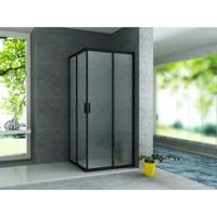 Douchecabine Aloni 80x80x195 cm | 2 Schuifdeuren | Helder glas | Mat zwart