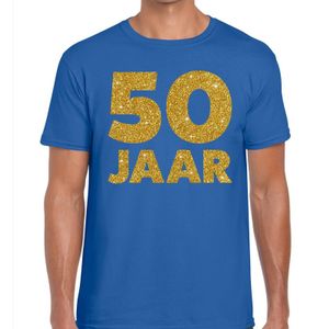 50 Jaar glitter verjaardag t-shirt blauw heren