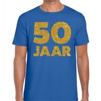 50 Jaar glitter verjaardag t-shirt blauw heren