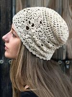 Crochet Knitted Floral Hollow Out Beanie Hat