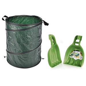 2 stuks kunststof bladgrijpers/handharken 39 cm met tuinafvalzak 130L voor tuinafval/bladeren