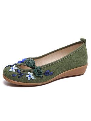 Vintage Katoen En Linnen Bloemen Geborduurd Wig Schoenen Vintage Katoen En Linnen Bloemen Geborduurd Wig Schoenen