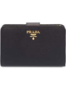 Prada portefeuille moyen à logo - Noir