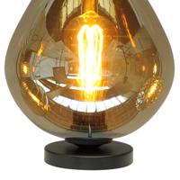 Masterlight Zwarte tafellampQuinto 24cm met smoke glas - 4260-05-05-3