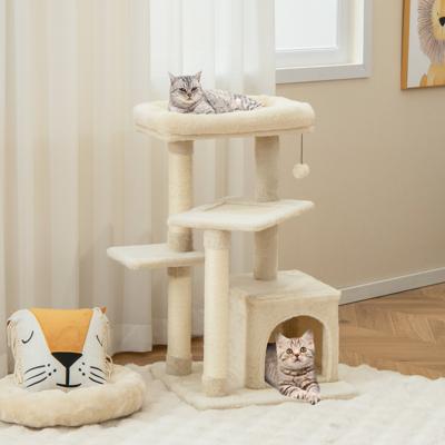 Kratzenboom Klein 85cm Kattenboom met Kattenhol & Zachte Zitting Beige