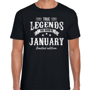 Legends are born in January cadeau t-shirt zwart voor heren - Verjaardag shirts