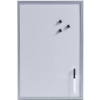 Zeller magnetisch whiteboard/memobord - met grijze rand - 40 x 60 cm - Schoolbord - met stift