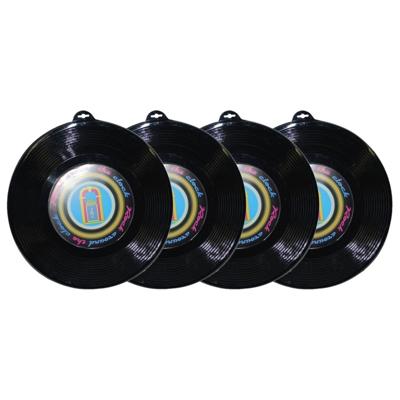 Plastic LP grammofoonplaat - 4x - platen muziek thema - wanddecoratie - Dia 48 cm - feestartikelen