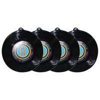 Plastic LP grammofoonplaat - 4x - platen muziek thema - wanddecoratie - Dia 48 cm - feestartikelen