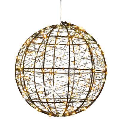 Verlichte kerstbal - 3D - D25 cm - 300 led lampjes - warm wit - metaal - decoratie bol