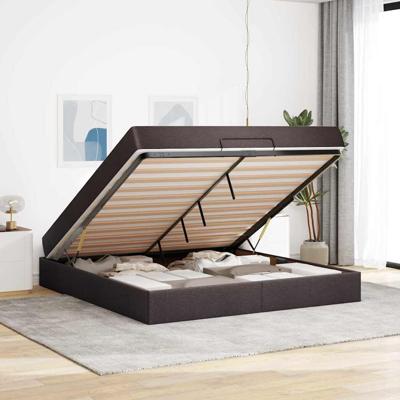 Bedframe met opslag Donkerbruin 180 x 200 cm Stof