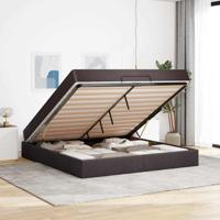 Bedframe met opslag Donkerbruin 180 x 200 cm Stof