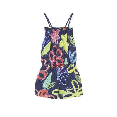 Desigual jumpsuit met all over print donkerblauw/geel/rood