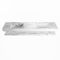 MONDIAZ ALAN-DLUX 200cm planchet Glace. Vrijhangende wastafel CLOUD dubbel zonder kraangat, kleur Glace.