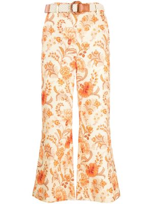 ZIMMERMANN pantalon en lin Junie à fleurs - Orange
