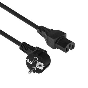 ACT AK5312 230V Stroomkabel CEE7/7 Male (Haaks)/C15 Zwart - 1 meter