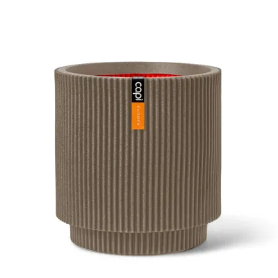 Vaas cilinder Groove NL 36x38 warm taupe