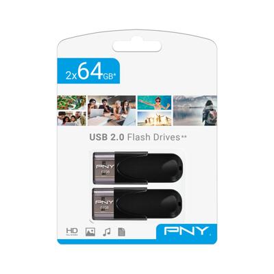 USB stick PNY FD64GATT4X2-EF Zwart 64 GB (2 Stuks)