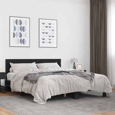 Bedframe bewerkt hout metaal zwart 150x200 cm