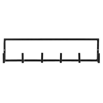 Leen Bakker - Wandhaak Aken 6 Haaks - 12x50x8 Cm - Metaal - Zwart