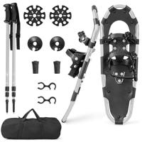 54/64/76 cm Set Sneeuwschoenen met Klimhulp Allround 4-In-1 voor Kinderen en Volwassenen Incl. Draagtas/Trekkingstokken Zilver