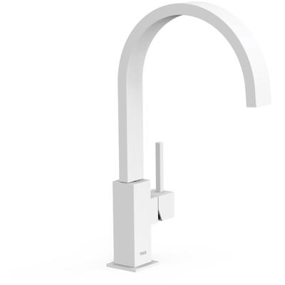 Keukenkraan Tres Top | Opbouw | 360° Draaibaar | Mengkraan | 1-hendel | Vierkant | Wit mat