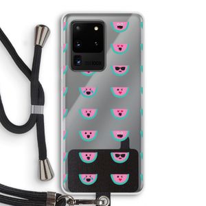 Smiley watermeloenprint: Samsung Galaxy S20 Ultra Transparant Hoesje met koord