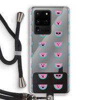 Smiley watermeloenprint: Samsung Galaxy S20 Ultra Transparant Hoesje met koord