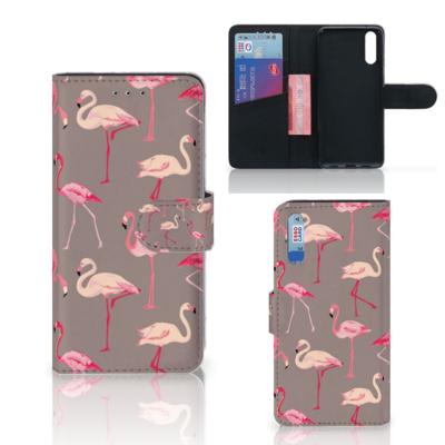 Huawei P20 | Telefoonhoesje | Met pasjeshouder | Flamingo