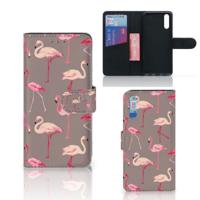 Huawei P20 | Telefoonhoesje | Met pasjeshouder | Flamingo