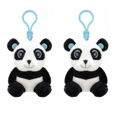 Wild Republic Panda Sleutelhanger - 2x stuks - 9 cm - pluche - dieren knuffel