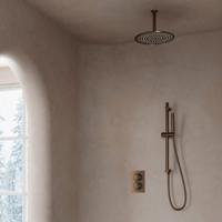 Regendouche set SaniClear Antique | Inbouw | 30 cm | Thermostaatkraan | Incl.Inbouwdeel | 2-weg | Rond | Verouderd messing