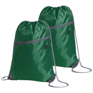 Sport gymtas/rugtas/draagtas - 2x - groen met rijgkoord 34 x 44 cm van polyester