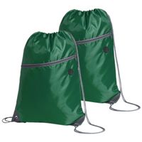 Sport gymtas/rugtas/draagtas - 2x - groen met rijgkoord 34 x 44 cm van polyester