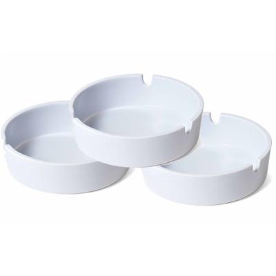 Basic asbakken in het wit - 3x - Dia 10 cm - kunststof - Tafel asbak - buiten - Binnen