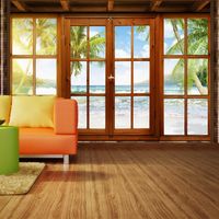 Zelfklevend fotobehang - Uitzicht op zee en palmbomen, 8 maten, premium print - thumbnail