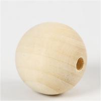 Creativ Company Houten kraal, d 40 mm, gatgrootte 7 mm, 6 stuk/ 1 doos