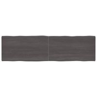 Tafelblad natuurlijke rand 220x60x6 cm eikenhout donkergrijs