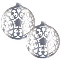 Grote Kerstbal hangdecoratie van karton - 2x - zilver - Dia 49 cm - Kerstversiering