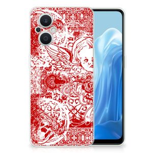 Silicone Back Case OPPO Reno8 Lite Angel Skull Rood