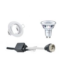 LED Spot Set - GU10 Fitting - Inbouw Rond - Mat Wit - Kantelbaar Ø83mm - Philips - CorePro 840 36D - 3.5W - Natuurlijk Wit 4000K