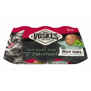 Voskes Jelly Cups tonijn met kip kattensnack (6x25 g) 12 verpakkingen (72 x 25 g)