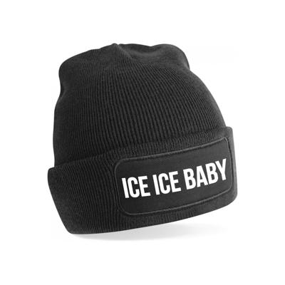 Ice ice baby - wintermuts - unisex - one size - zwart - mutsen met coole tekst Ice ice baby - wintermuts - unisex - one size - zwart - mutsen met coole tekst