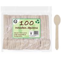 DID Wegwerp lepels - hout - 100x - eenmalig gebruik - biologisch afbreekbaar