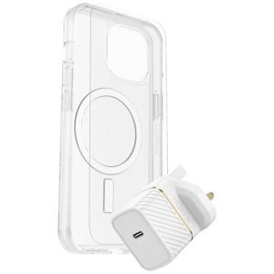 Otterbox KIT UK Set (hoesje + beschermglas + lader) Apple iPhone 15 Transparant, Wit MagSafe compatible