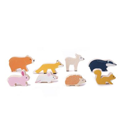 Bigjigs houten speelfiguren bosdieren, 8dlg.