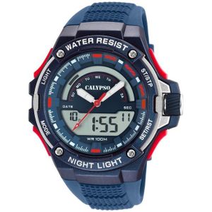 Calypso K5768/3 Horloge Street Style Digitaal-Analoog kunststof-rubber blauw-rood 53 mm