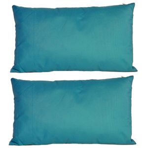 2x Bank/sier kussens voor binnen en buiten in de kleur petrol blauw 30 x 50 cm