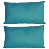 2x Bank/sier kussens voor binnen en buiten in de kleur petrol blauw 30 x 50 cm