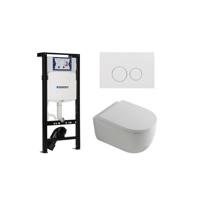 QeramiQ Dely Swirl Toiletset - 36.3x51.7cm - Geberit UP320 plieger inbouwreservoir - 35mm zitting - glans witte bedieningsplaat - ronde knoppen - wit glans SW1381697/SW706186/SW1000767/SW1026256
